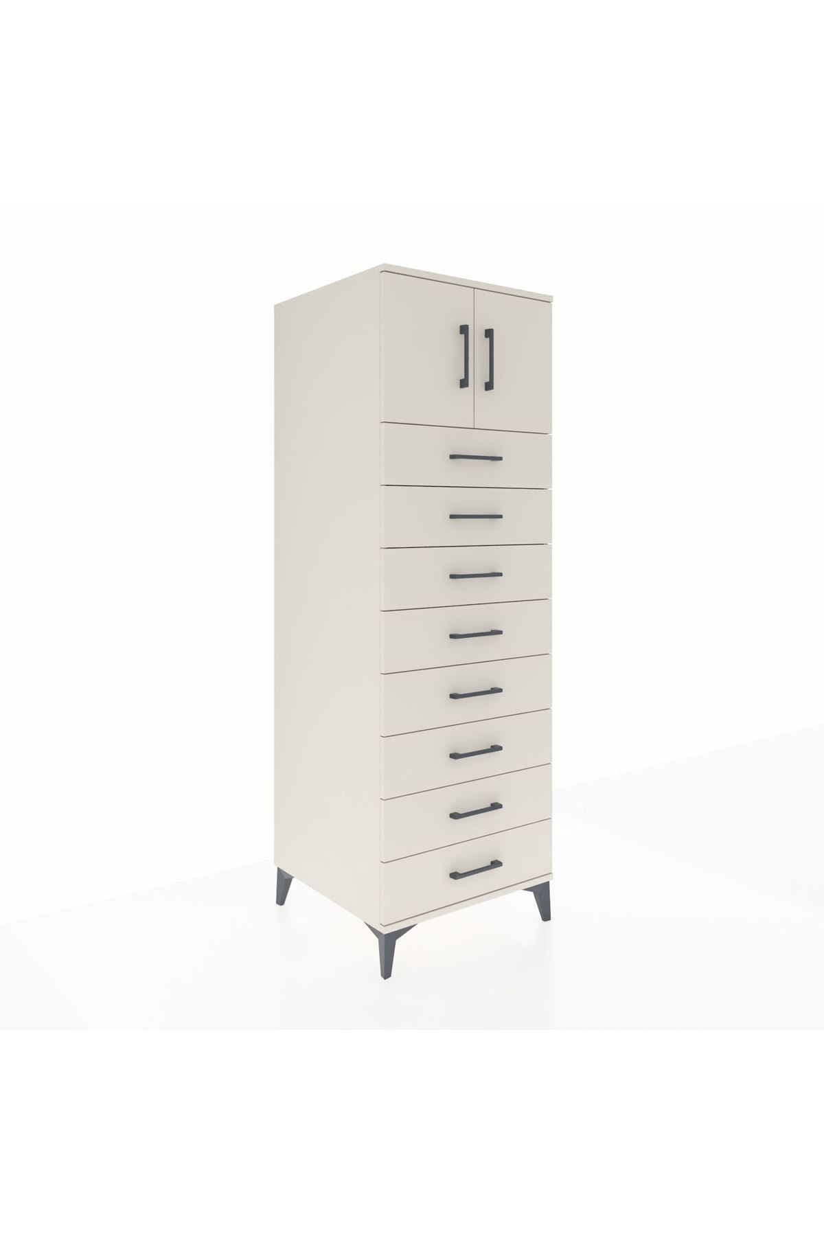 Kronos Dolap Tek Raflı 8 Çekmeceli 2 Kapaklı 60x59x182 Aytaşı-Aytaşı