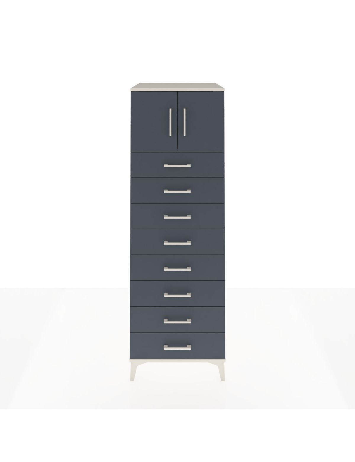 Kronos Dolap Tek Raflı 8 Çekmeceli 2 Kapaklı 60x59x182 Aytaşı-Antrasit