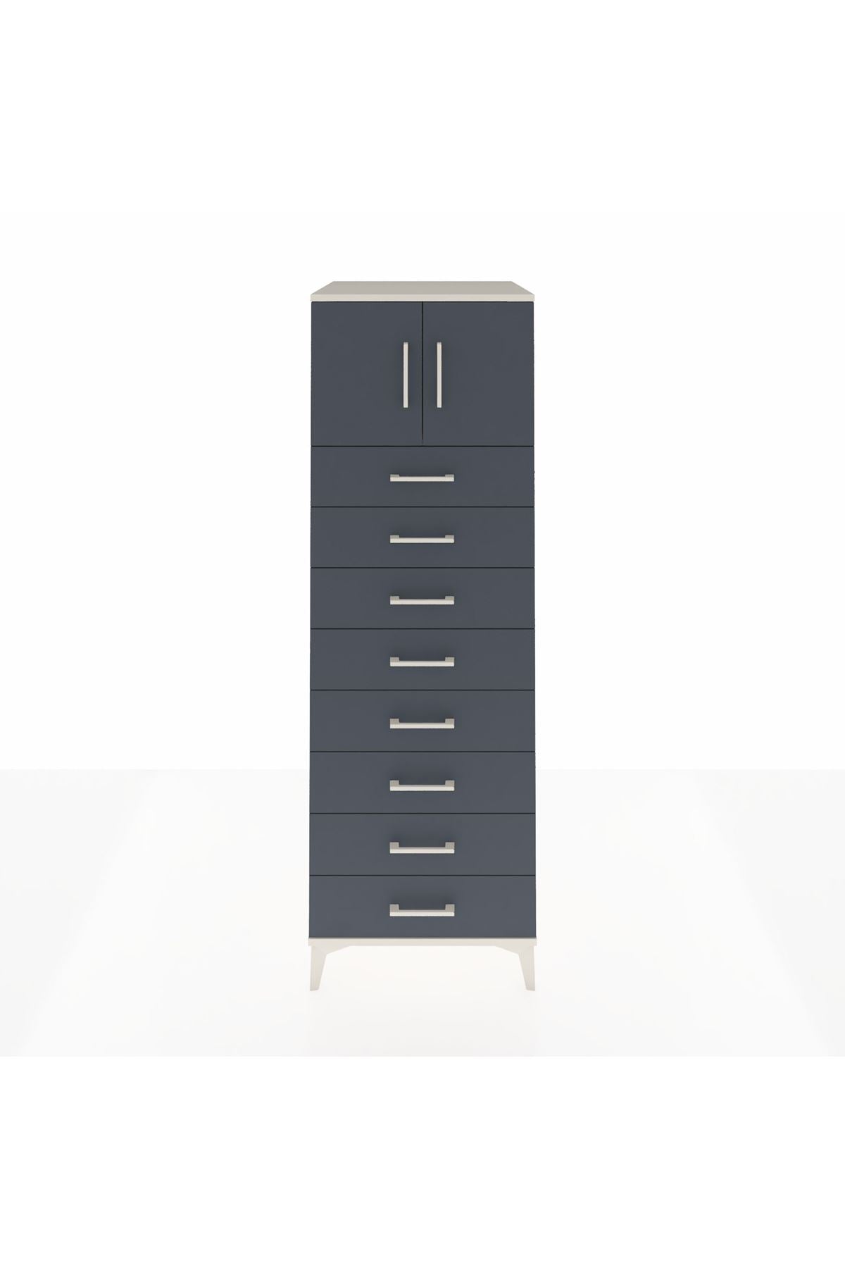 Kronos Dolap Tek Raflı 8 Çekmeceli 2 Kapaklı 60x59x182 Aytaşı-Antrasit