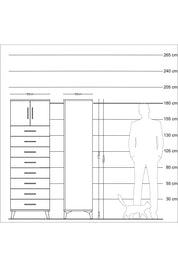 Kronos Dolap Tek Raflı 8 Çekmeceli 2 Kapaklı 60x59x182 Antrasit-Aytaşı