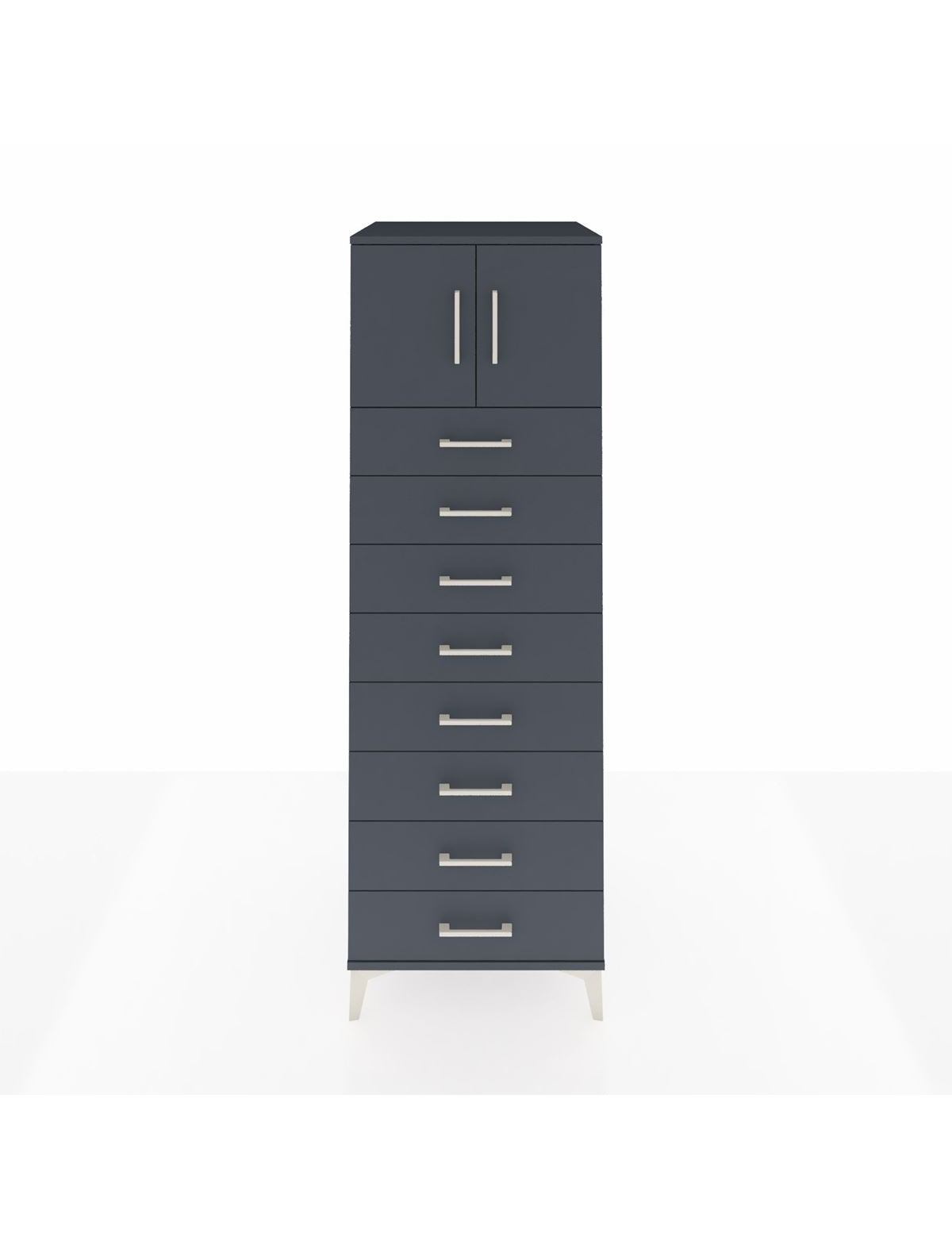 Kronos Dolap Tek Raflı 8 Çekmeceli 2 Kapaklı 60x59x182 Antrasit-Antrasit