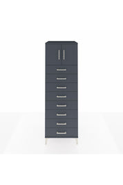 Kronos Dolap Tek Raflı 8 Çekmeceli 2 Kapaklı 60x59x182 Antrasit-Antrasit