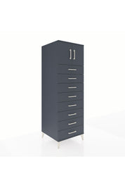 Kronos Dolap Tek Raflı 8 Çekmeceli 2 Kapaklı 60x59x182 Antrasit-Antrasit