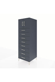 Kronos Dolap Tek Raflı 8 Çekmeceli 2 Kapaklı 60x59x182 Antrasit-Antrasit