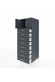 Kronos Dolap Tek Raflı 8 Çekmeceli 2 Kapaklı 60x59x182 Antrasit-Antrasit