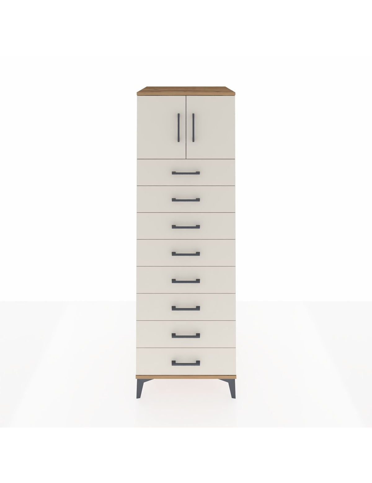 Kronos Dolap Tek Raflı 8 Çekmeceli 2 Kapaklı 60x59x182 Çam-Aytaşı