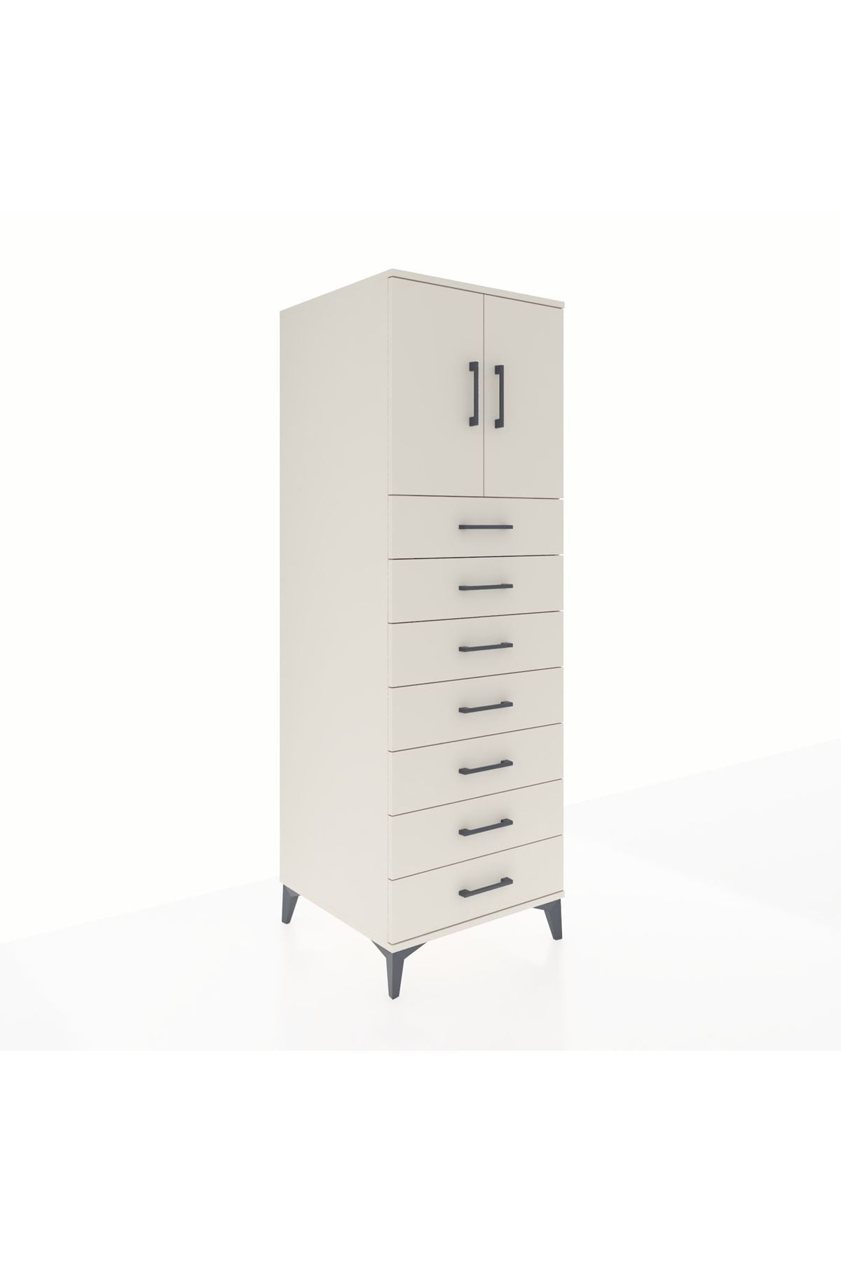 Kronos Dolap Tek Raflı 7 Çekmeceli 2 Kapaklı 60x59x182 Aytaşı-Aytaşı