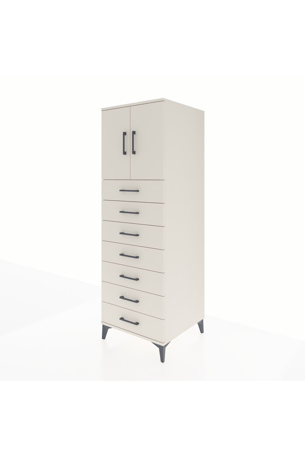 Kronos Dolap Tek Raflı 7 Çekmeceli 2 Kapaklı 60x59x182 Aytaşı-Aytaşı