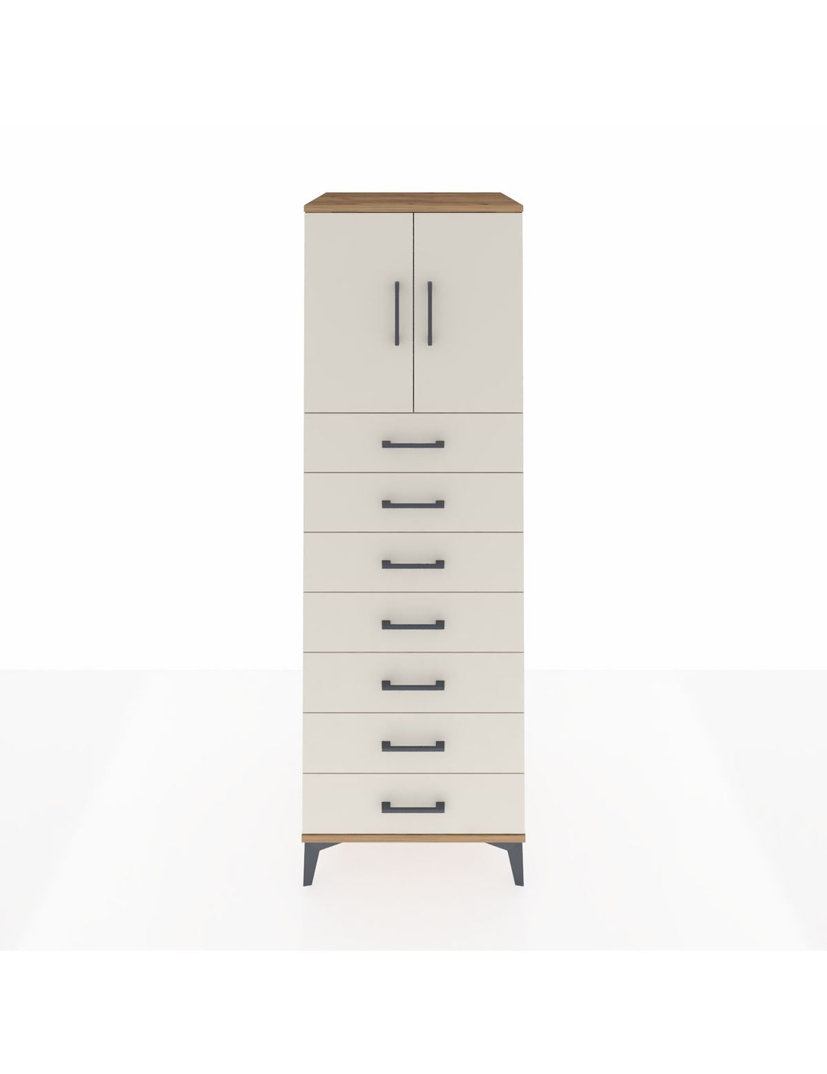 Kronos Dolap Tek Raflı 7 Çekmeceli 2 Kapaklı 60x59x182 Çam-Aytaşı