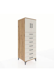 Kronos Dolap Tek Raflı 7 Çekmeceli 2 Kapaklı 60x59x182 Çam-Aytaşı