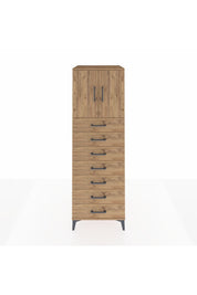 Kronos Dolap Tek Raflı 7 Çekmeceli 2 Kapaklı 60x59x182 Çam-Çam