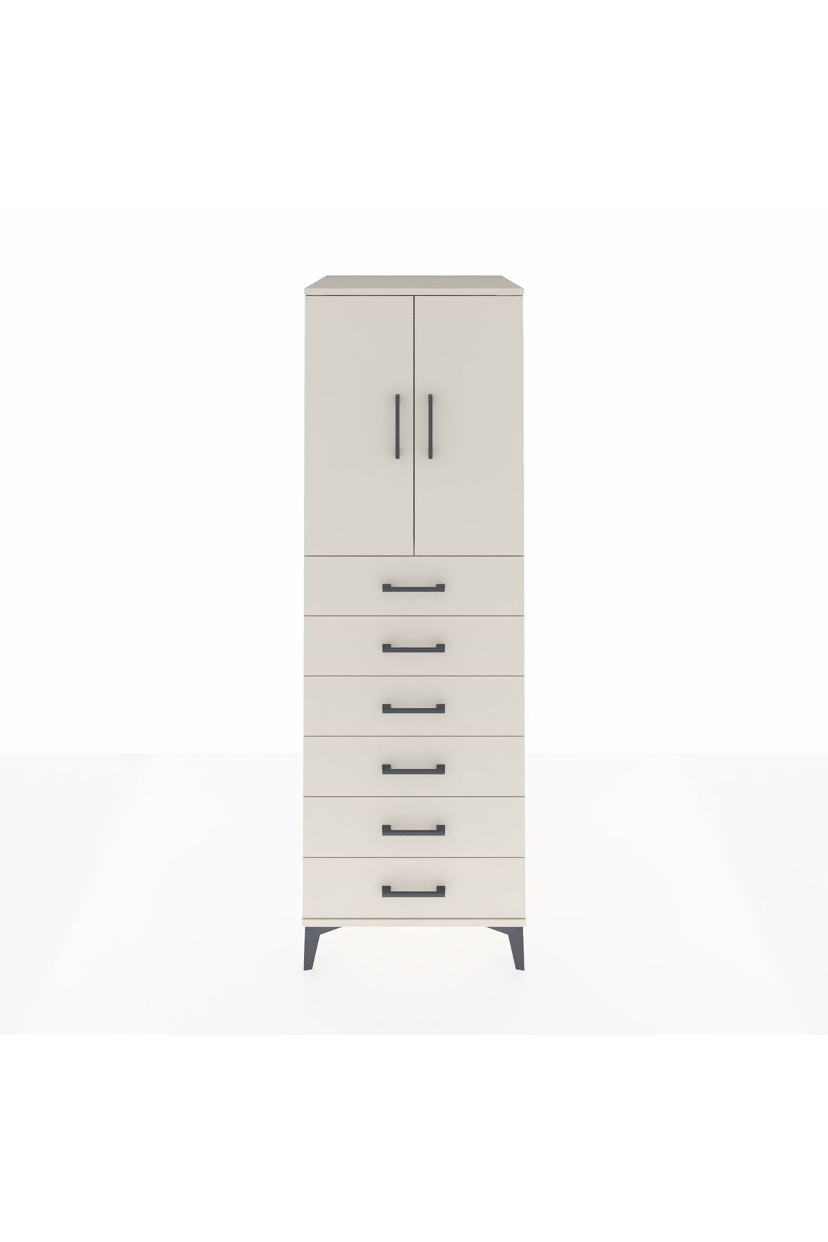 Kronos Dolap Tek Raflı 6 Çekmeceli 2 Kapaklı 60x59x182 Aytaşı-Aytaşı