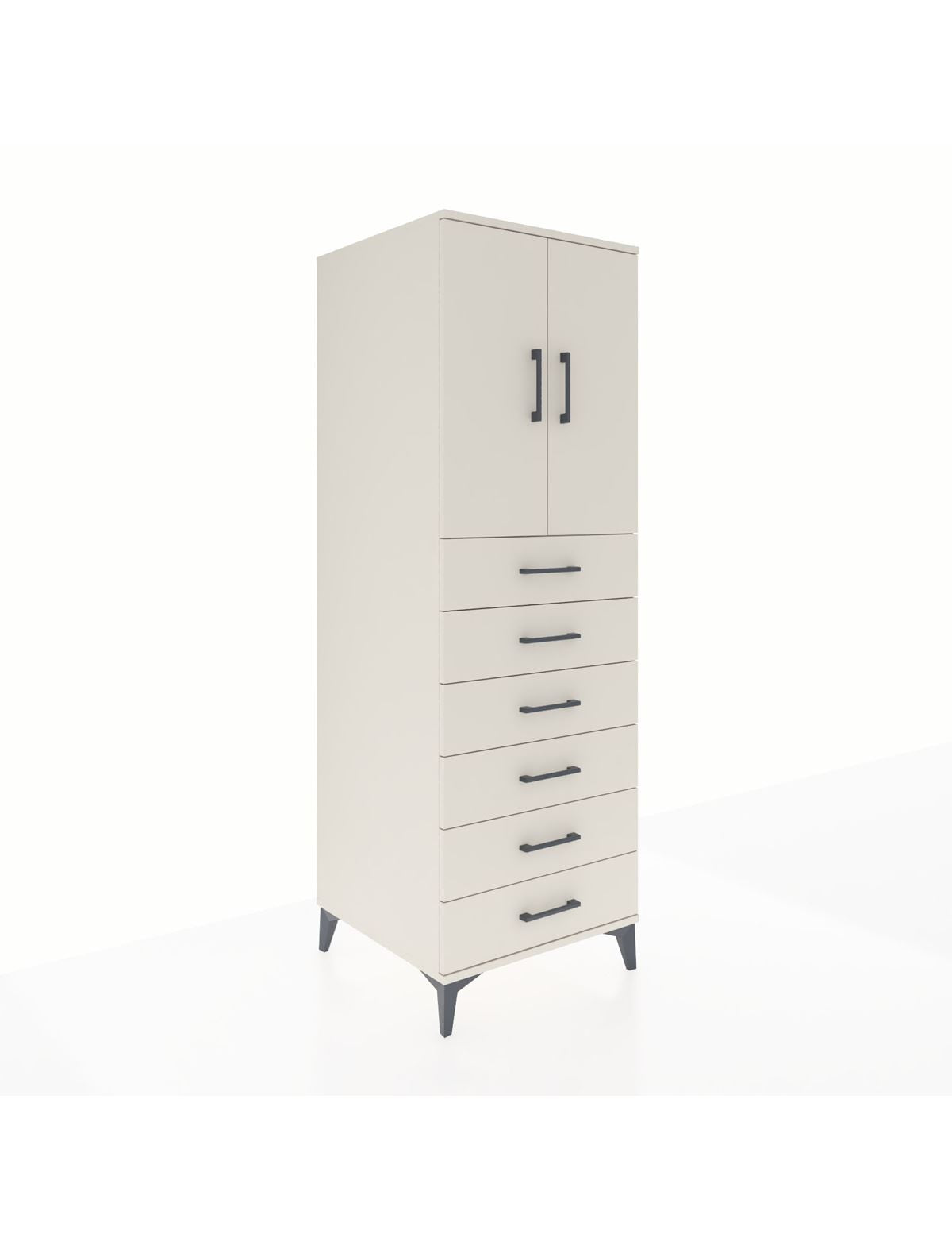 Kronos Dolap Tek Raflı 6 Çekmeceli 2 Kapaklı 60x59x182 Aytaşı-Aytaşı