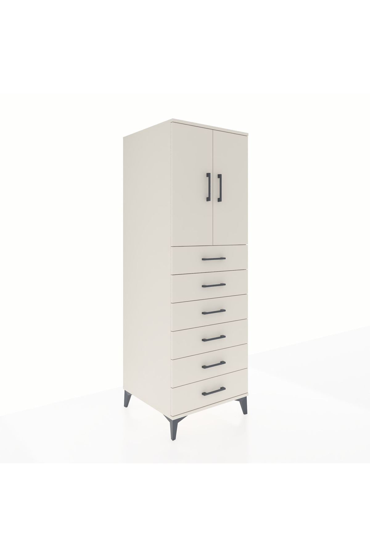 Kronos Dolap Tek Raflı 6 Çekmeceli 2 Kapaklı 60x59x182 Aytaşı-Aytaşı