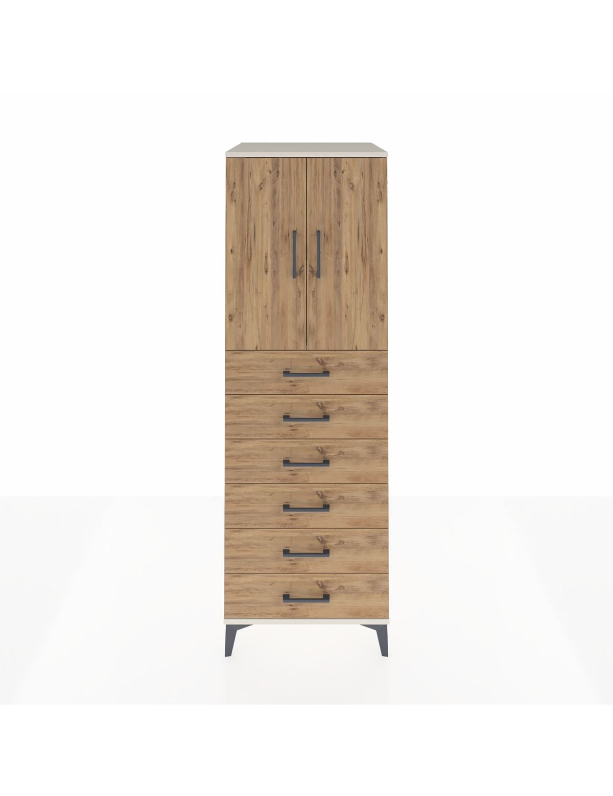 Kronos Dolap Tek Raflı 6 Çekmeceli 2 Kapaklı 60x59x182 Aytaşı-Çam