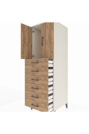 Kronos Dolap Tek Raflı 6 Çekmeceli 2 Kapaklı 60x59x182 Aytaşı-Çam