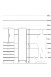 Kronos Dolap Tek Raflı 6 Çekmeceli 2 Kapaklı 60x59x182 Aytaşı-Çam