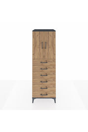 Kronos Dolap Tek Raflı 6 Çekmeceli 2 Kapaklı 60x59x182 Antrasit-Çam