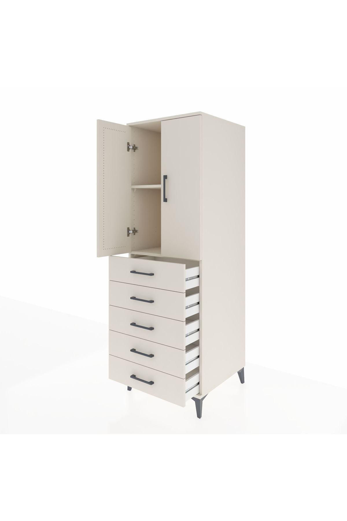 Kronos Dolap 2 Raflı 5 Çekmeceli 2 Kapaklı 60x59x182 - S89M004V1C
