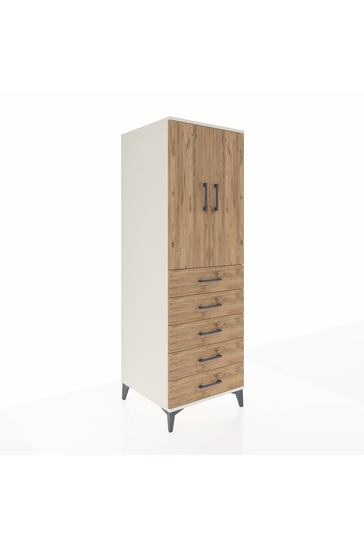 Kronos Dolap 2 Raflı 5 Çekmeceli 2 Kapaklı 60x59x182 Aytaşı-Çam