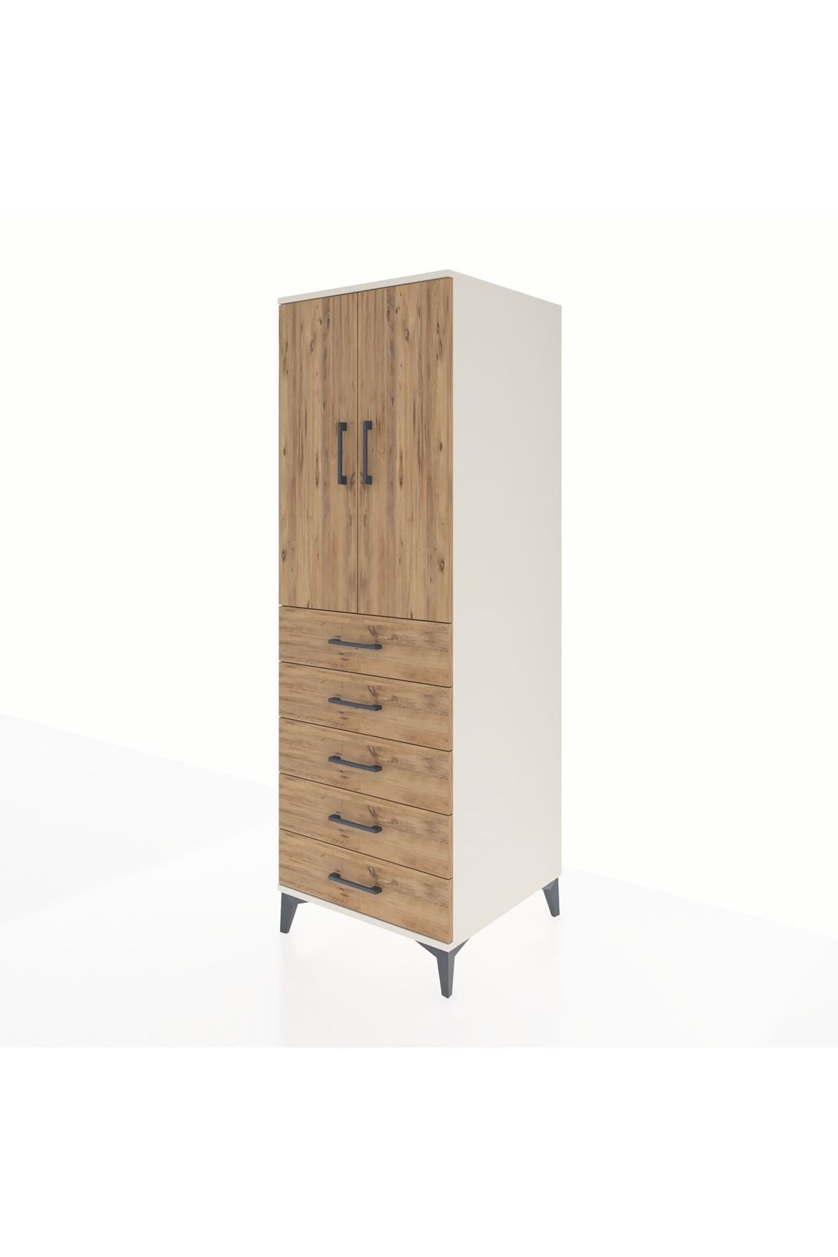 Kronos Dolap 2 Raflı 5 Çekmeceli 2 Kapaklı 60x59x182 Aytaşı-Çam