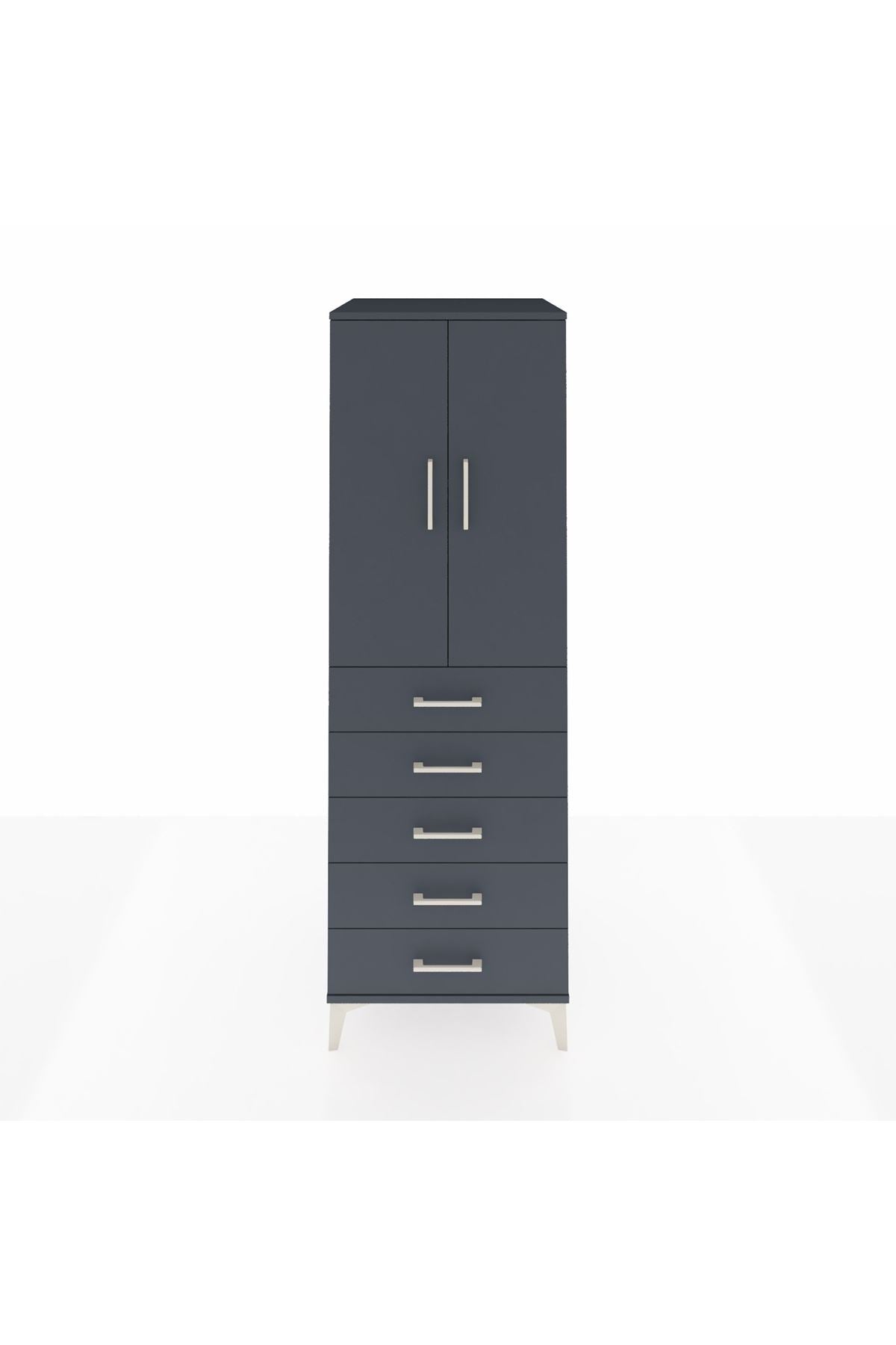 Kronos Dolap 2 Raflı 5 Çekmeceli 2 Kapaklı 60x59x182 - S89M004V5C