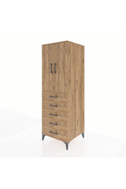 Kronos Dolap 2 Raflı 5 Çekmeceli 2 Kapaklı 60x59x182 Çam-Çam