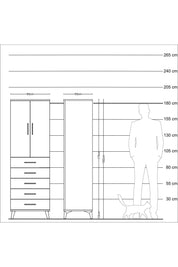 Kronos Dolap 2 Raflı 5 Çekmeceli 2 Kapaklı 60x59x182 Çam-Çam