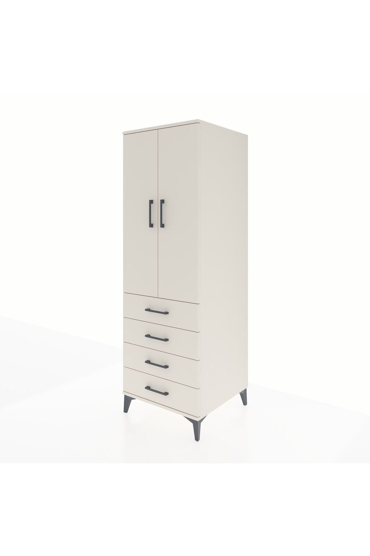 Kronos Dolap 2 Raflı 4 Çekmeceli 2 Kapaklı 60x59x182 - S89M005V1C
