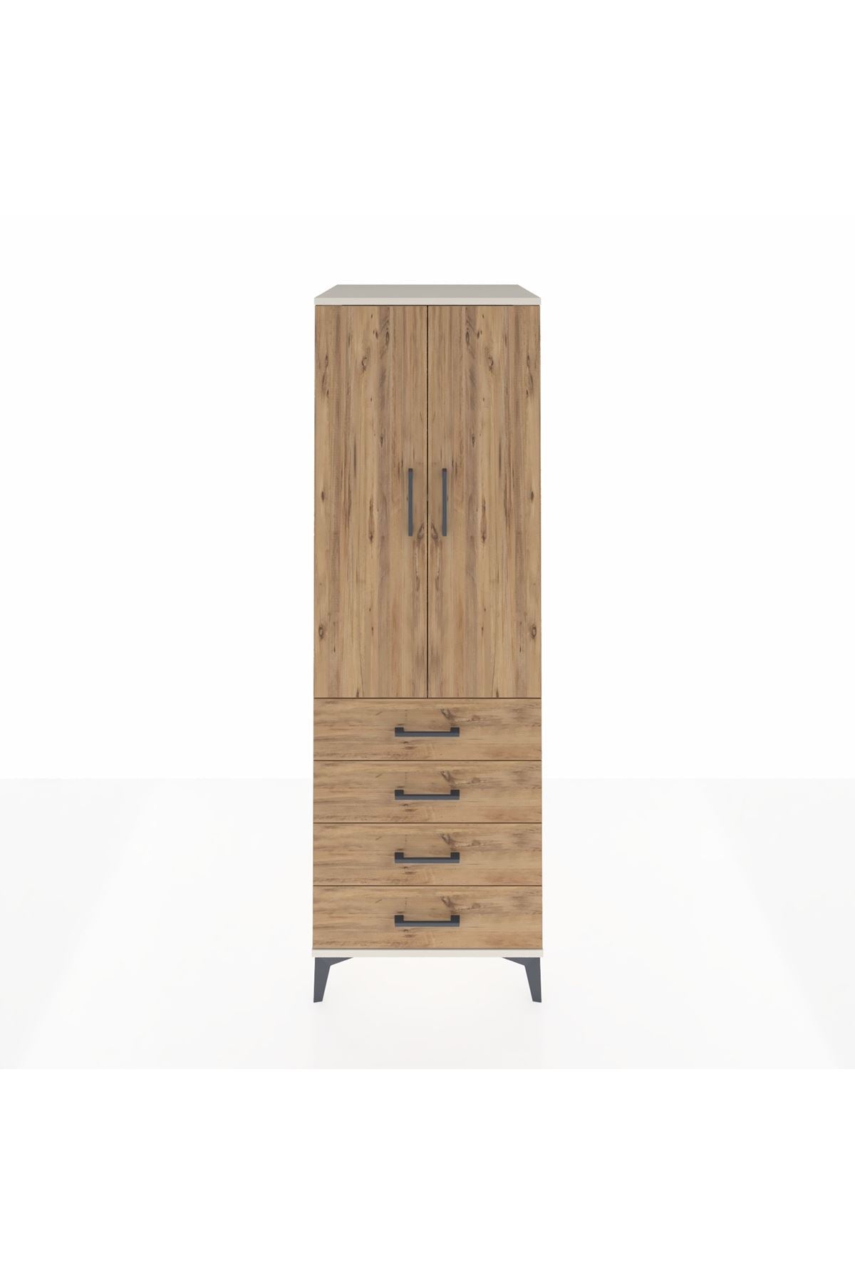 Kronos Dolap 2 Raflı 4 Çekmeceli 2 Kapaklı 60x59x182 Aytaşı-Çam