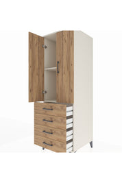 Kronos Dolap 2 Raflı 4 Çekmeceli 2 Kapaklı 60x59x182 Aytaşı-Çam