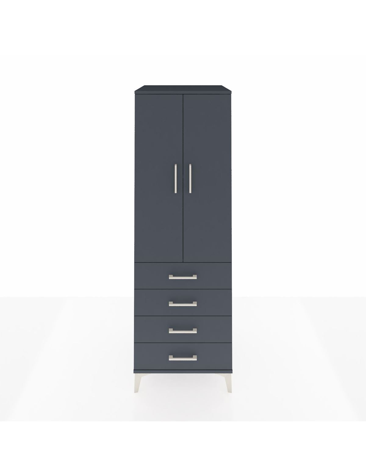 Kronos Dolap 2 Raflı 4 Çekmeceli 2 Kapaklı 60x59x182 Antrasit-Antrasit