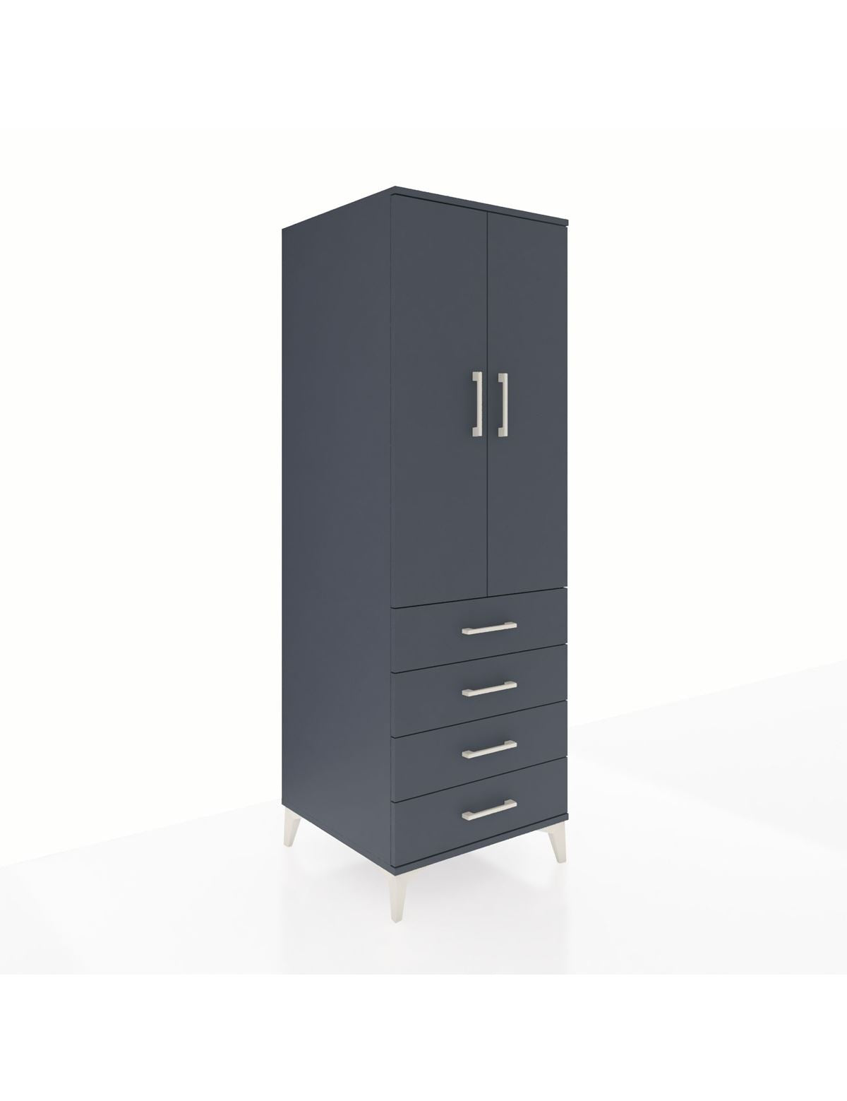 Kronos Dolap 2 Raflı 4 Çekmeceli 2 Kapaklı 60x59x182 Antrasit-Antrasit