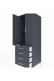 Kronos Dolap 2 Raflı 4 Çekmeceli 2 Kapaklı 60x59x182 Antrasit-Antrasit