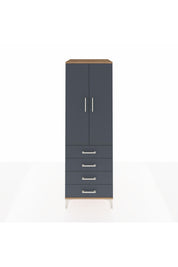 Kronos Dolap 2 Raflı 4 Çekmeceli 2 Kapaklı 60x59x182 Çam-Antrasit