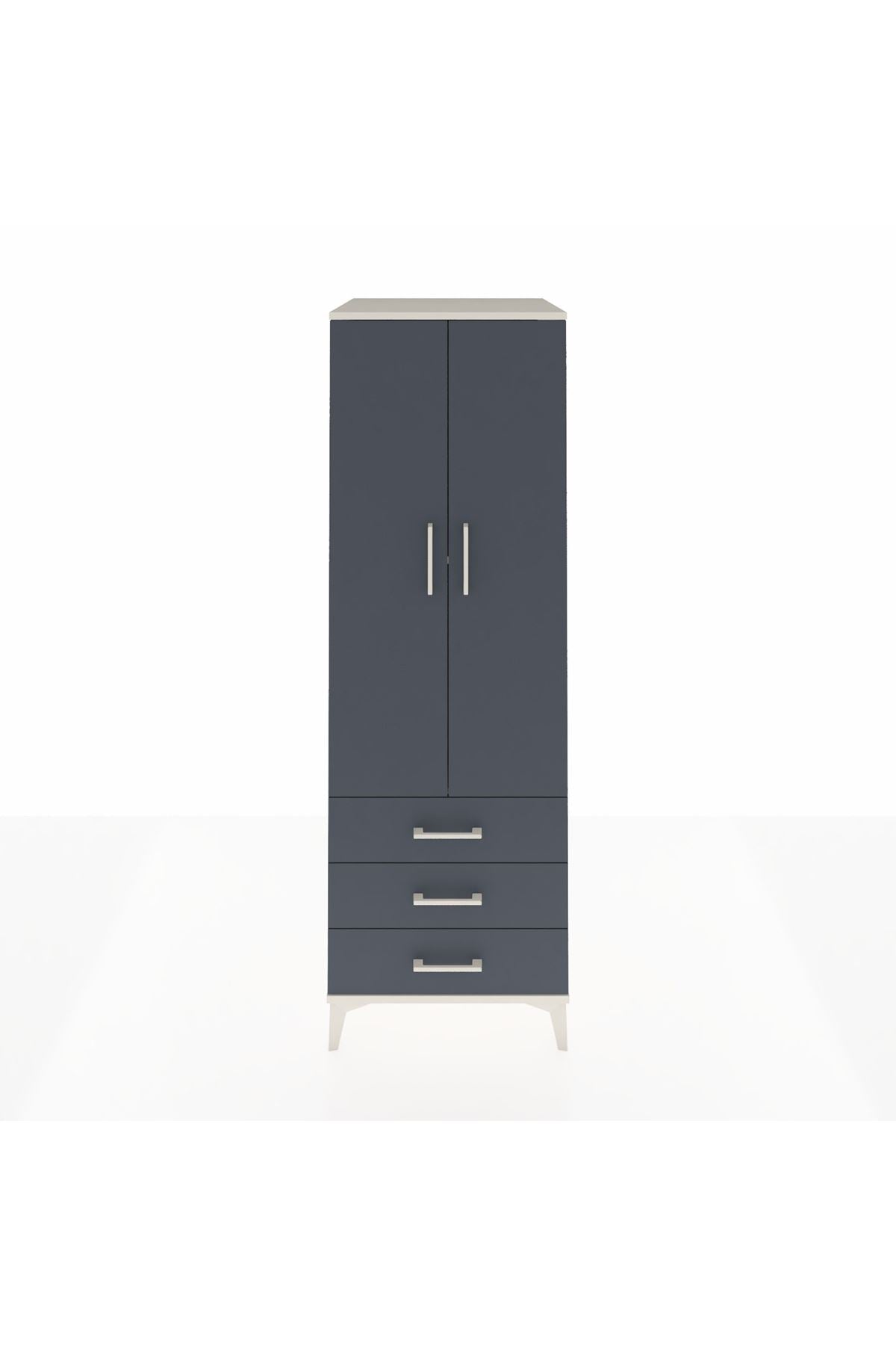 Kronos Dolap 2 Raflı 3 Çekmeceli 2 Kapaklı 60x59x182 Aytaşı-Antrasit