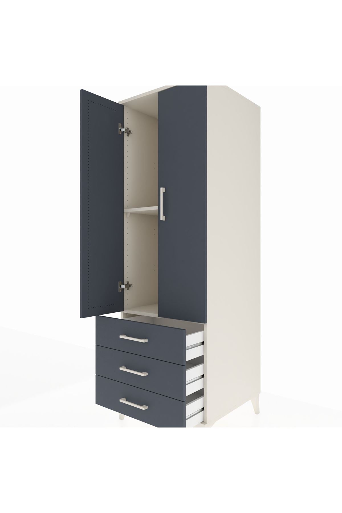 Kronos Dolap 2 Raflı 3 Çekmeceli 2 Kapaklı 60x59x182 Aytaşı-Antrasit