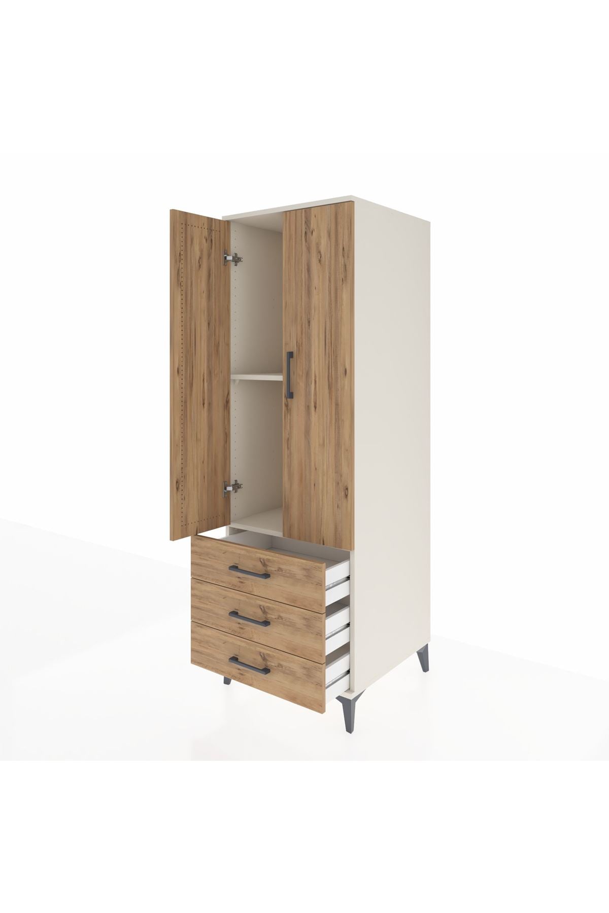 Kronos Dolap 2 Raflı 3 Çekmeceli 2 Kapaklı 60x59x182 Aytaşı-Çam