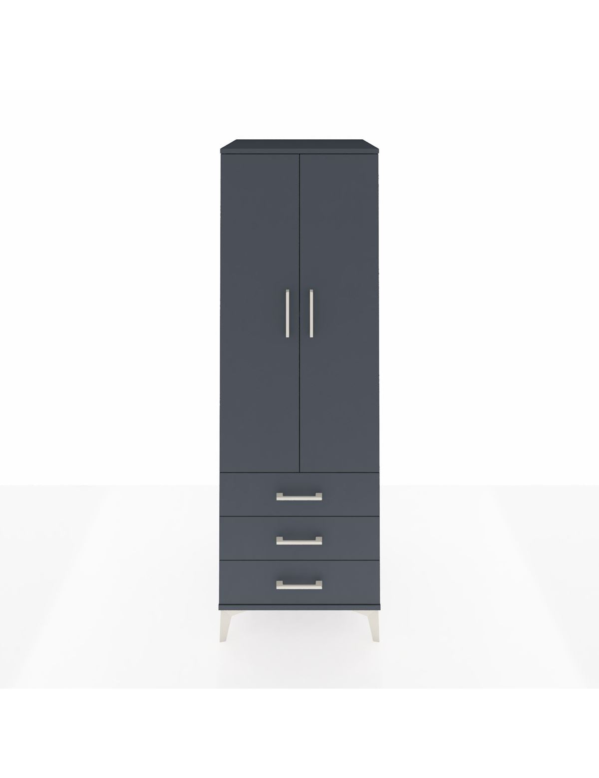 Kronos Dolap 2 Raflı 3 Çekmeceli 2 Kapaklı 60x59x182 Antrasit-Antrasit