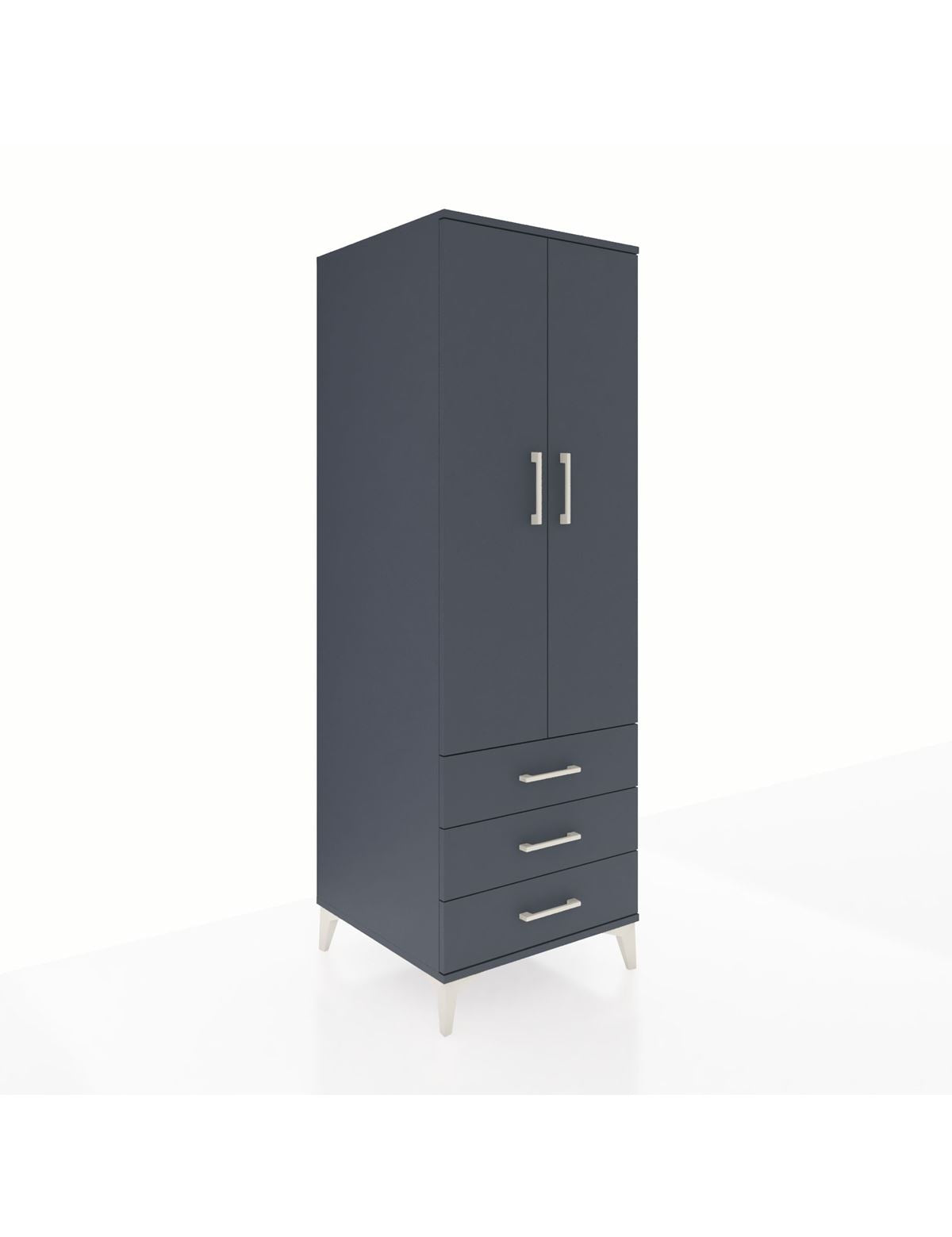 Kronos Dolap 2 Raflı 3 Çekmeceli 2 Kapaklı 60x59x182 Antrasit-Antrasit