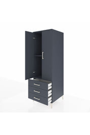Kronos Dolap 2 Raflı 3 Çekmeceli 2 Kapaklı 60x59x182 Antrasit-Antrasit