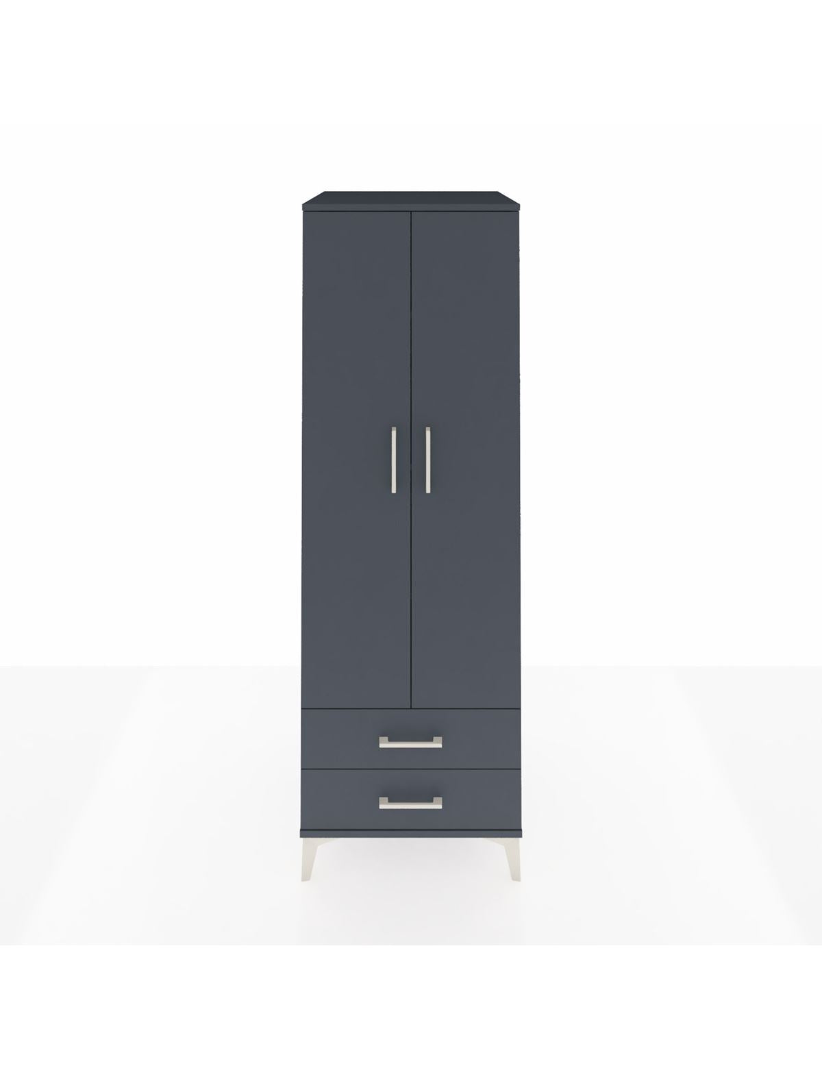 Kronos Dolap 4 Raflı 2 Çekmeceli 2 Kapaklı 60x59x182 Antrasit-Antrasit