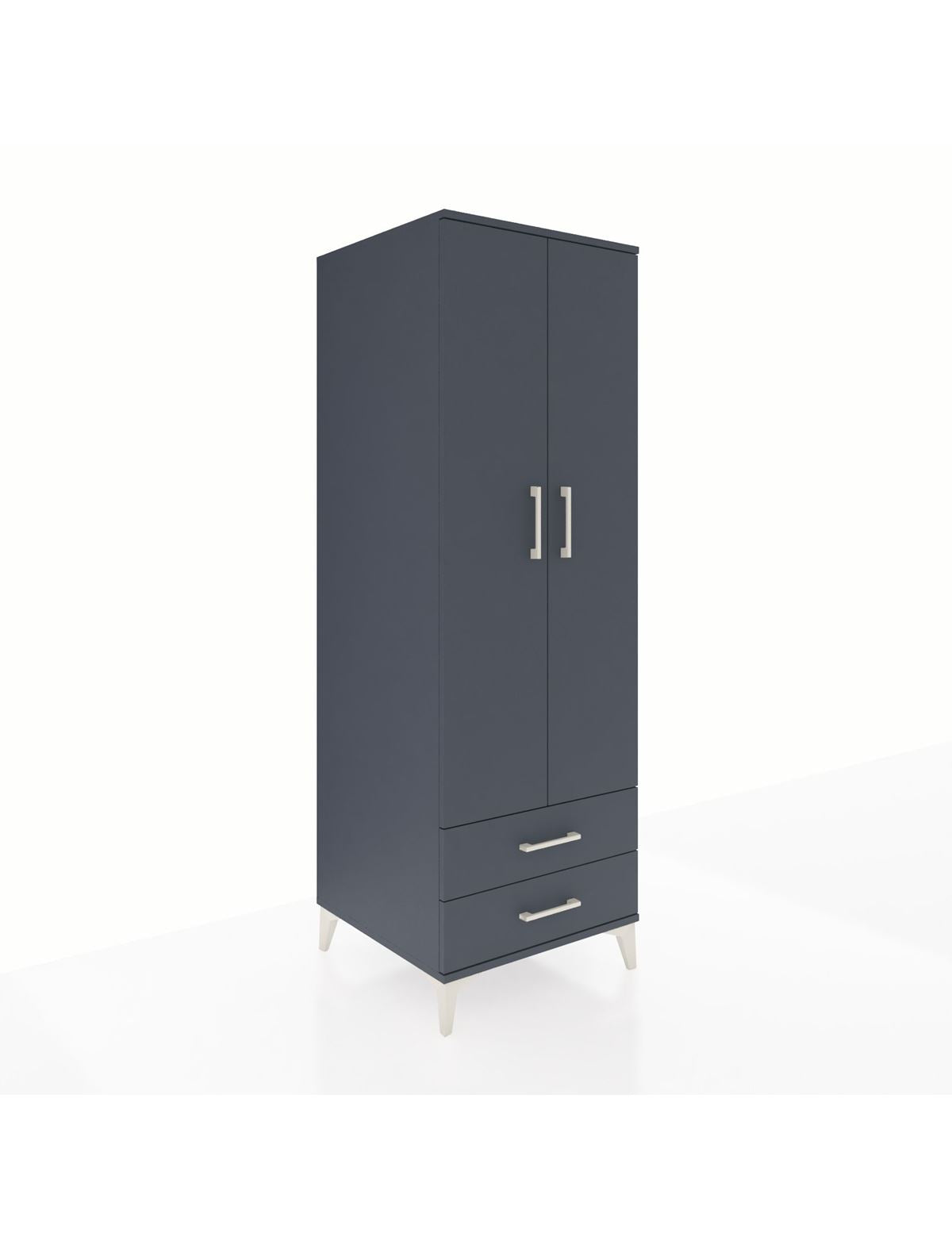 Kronos Dolap 4 Raflı 2 Çekmeceli 2 Kapaklı 60x59x182 Antrasit-Antrasit