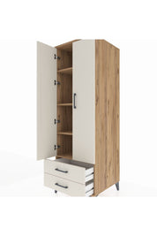 Kronos Dolap 4 Raflı 2 Çekmeceli 2 Kapaklı 60x59x182 Çam-Aytaşı