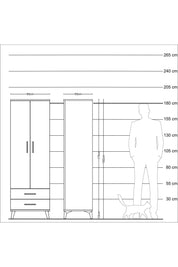 Kronos Dolap 4 Raflı 2 Çekmeceli 2 Kapaklı 60x59x182 Çam-Aytaşı