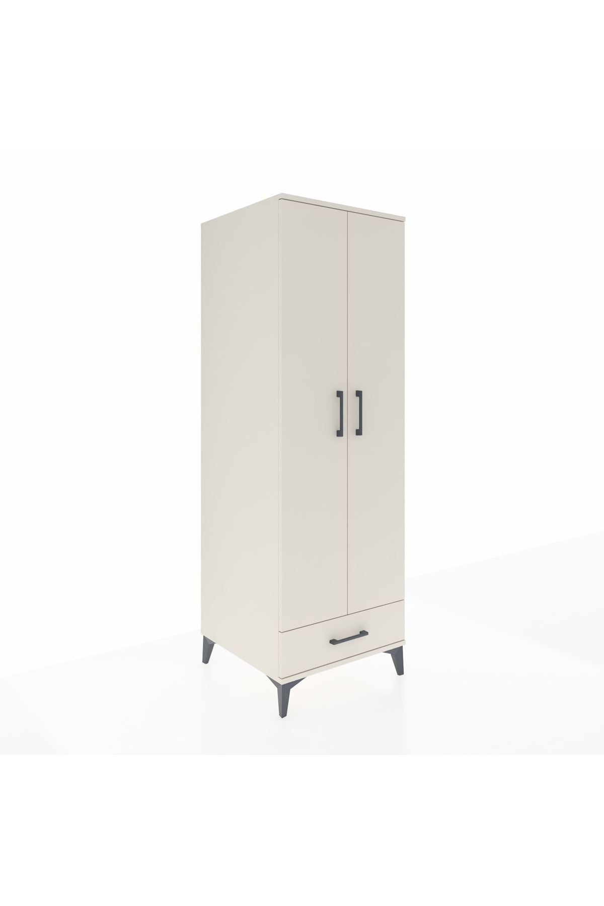 Kronos Dolap 4 Raflı Tek Çekmeceli 2 Kapaklı 60x59x182 Aytaşı-Aytaşı