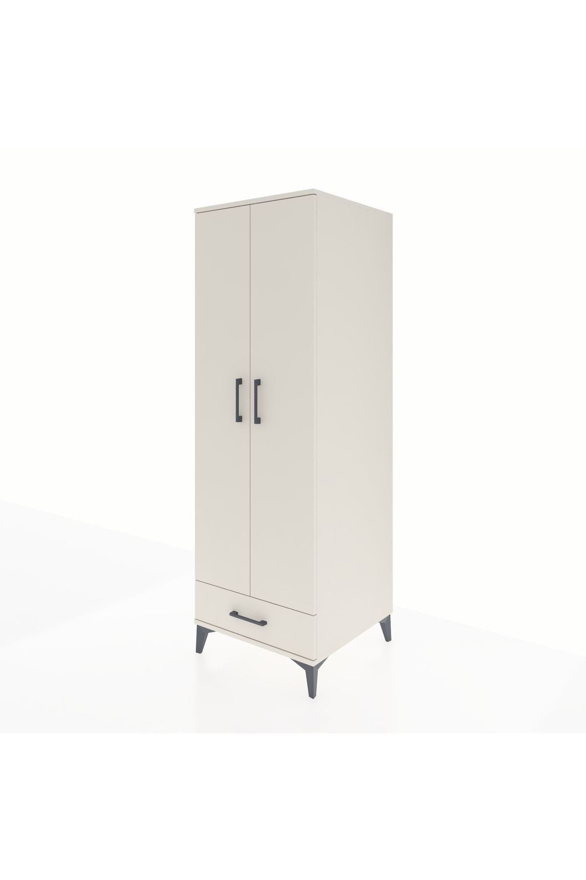 Kronos Dolap 4 Raflı Tek Çekmeceli 2 Kapaklı 60x59x182 Aytaşı-Aytaşı