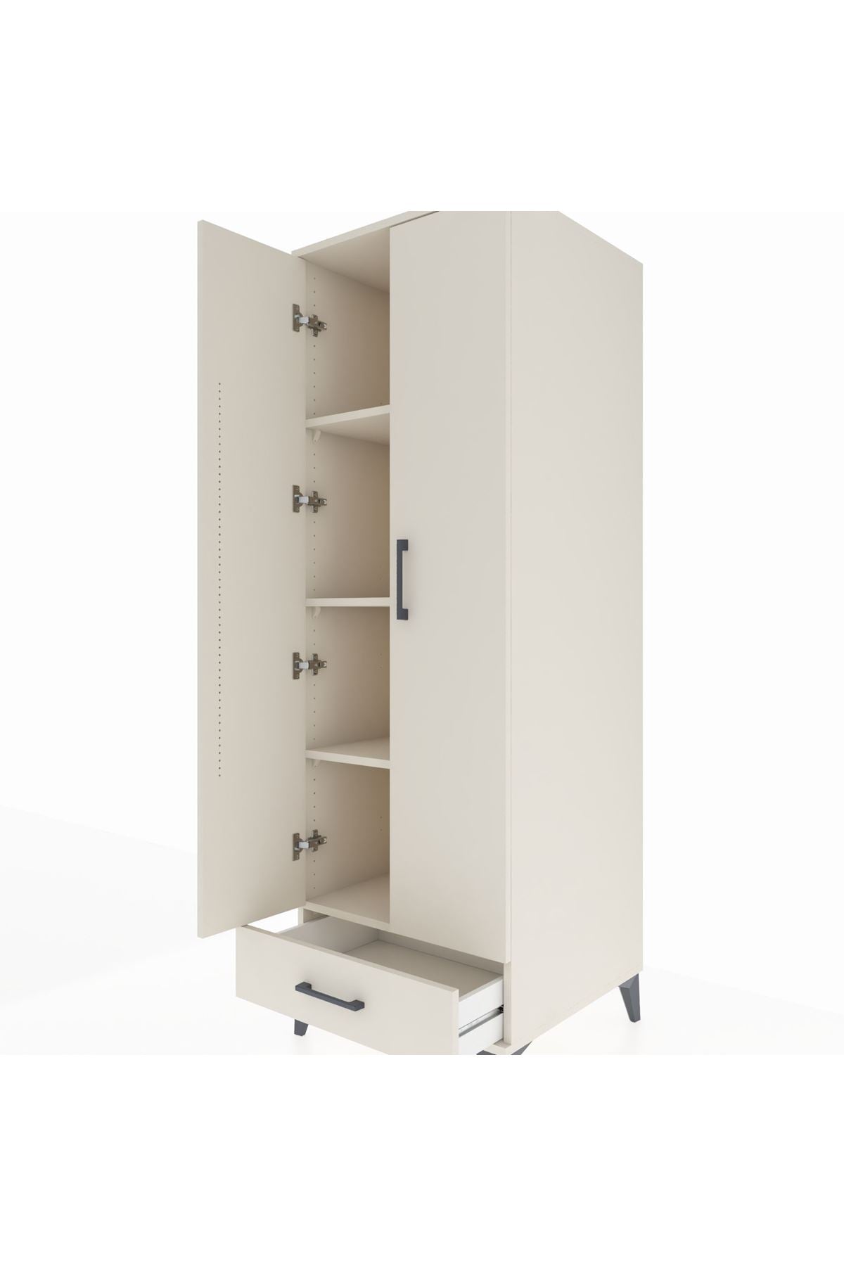 Kronos Dolap 4 Raflı Tek Çekmeceli 2 Kapaklı 60x59x182 Aytaşı-Aytaşı