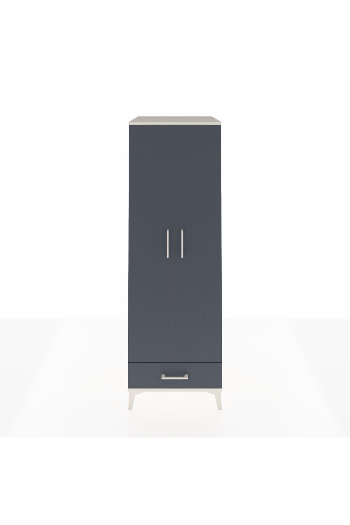 Kronos Dolap 4 Raflı Tek Çekmeceli 2 Kapaklı 60x59x182 Aytaşı-Antrasit