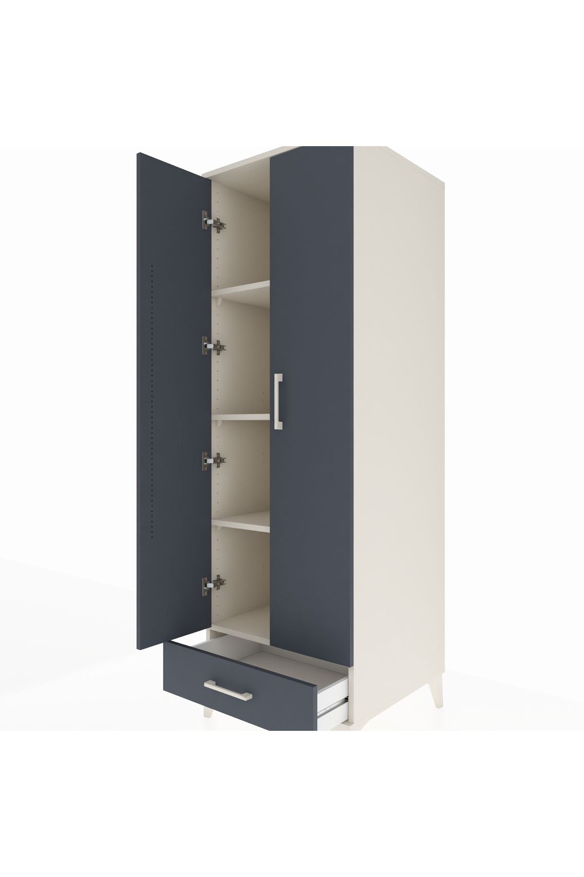 Kronos Dolap 4 Raflı Tek Çekmeceli 2 Kapaklı 60x59x182 Aytaşı-Antrasit